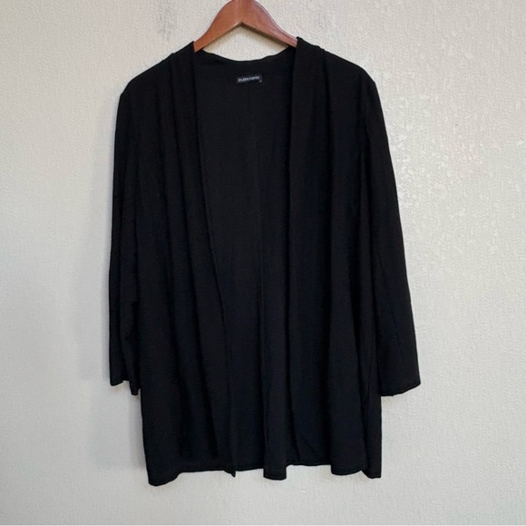 Eileen Fisher Jackets & Blazers - Eileen Fisher Black Textured‎ Open Front Office Drape Blazer Longline Women’s XL
